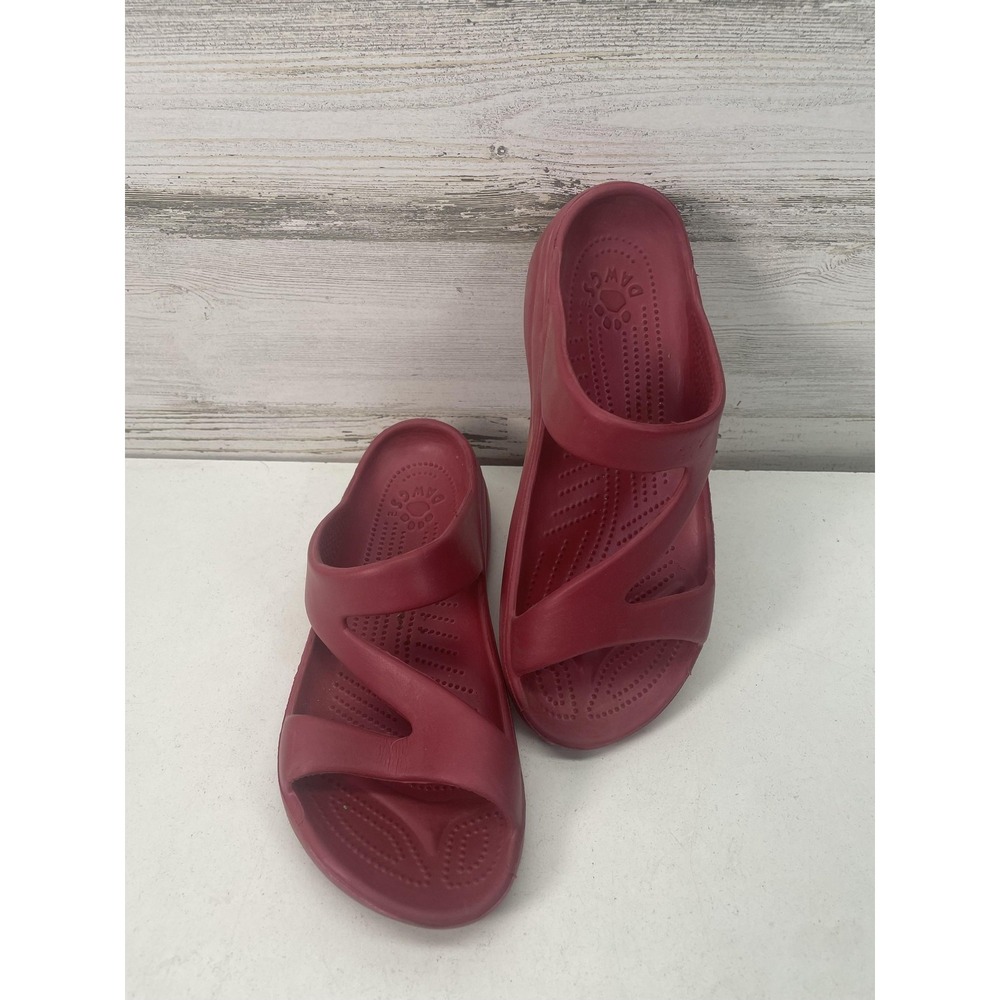 DAWGS Slide Sandals Womens Size 6 Red Rubber Cushioned Water Resistant